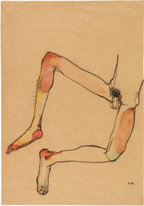 裸の男性の腹部、1910 年。 作： Egon Schiele
