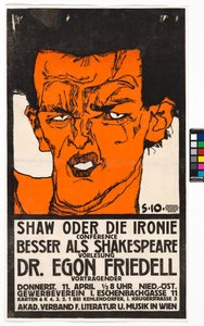 Plakat "Shaw oder die Ironie" - Vortrag Egon Friedell 作： エゴンシーレ