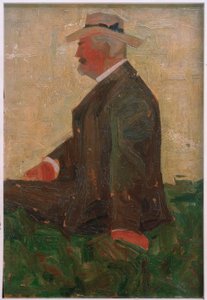 麦わら帽子のひげを生やした男の肖像（レオポルドCzihacz 作： Egon Schiele