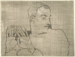 アーサーレスラーの肖像、1914年（ドライポイント） 作： Egon Schiele