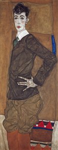 エーリヒレデレールの肖像、1912年〜13年（油彩とガッシュ、キャンバス）