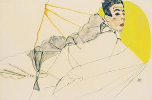 リクライニングボーイエーリヒレデラー、1913年 作： Egon Schiele