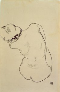 リクライニングヌード-背面図、1918年（紙に黒いクレヨン）