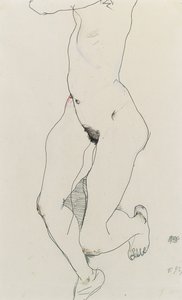 実行中の女性、1913 作： Egon Schiele