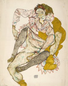 座ったままのカップル 作： Egon Schiele