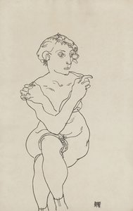 座っている女性のヌード、腕と脚を組んだ、1918
