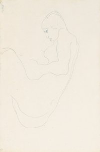着席ヌード、1912 作： Egon Schiele