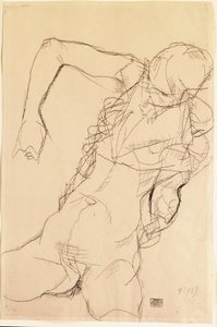 着席ヌード、1914 作： Egon Schiele