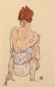 下着姿の女性、背面図、1917年
