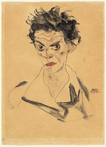自画像 作： Egon Schiele