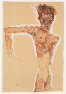 自画像、1911 作： Egon Schiele