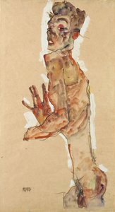 指を広げた自画像、1911 作： Egon Schiele