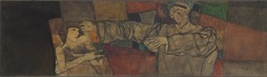 モデルを使用した自画像 作： Egon Schiele