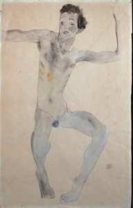 自画像、1911 作： Egon Schiele