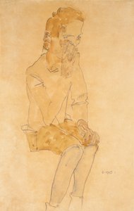 シッティングボーイ、1910年 作： Egon Schiele