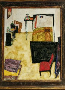 オーストリア、ノイレングバッハの画家の部屋（木に油彩） 作： Egon Schiele
