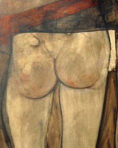 肩にスカーフを巻いた女性ヌード、断片...(油彩・キャンバス） 作： エゴンシーレ