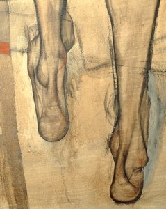 肩にスカーフを巻いた女性ヌード、断片...(キャンバスペインティング)