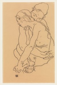 Frau und Mädchen, die sich umarmen 作： エゴンシーレ