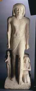 家族グループ、おそらく旧王国サッカラから5代後半から6代前半（石灰岩塗装） 作： Egyptian