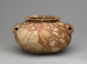 管状ハンドル付きジャー、紀元前3600〜3000年（角礫岩） 作： Egyptian