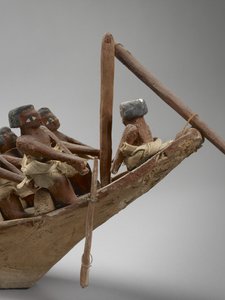 モデル葬祭船、ベニハサン、おそらく中王国、20703年から1786年頃の混合メディアの詳細107032 作： Egyptian