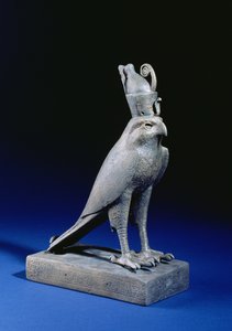 ハヤブサ（ブロンズ）を装ったホルス像