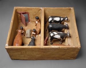 メケトレの墓にある家畜小屋のモデル、紀元前1981〜1975年（漆喰と塗装の木材、ジェッソ）