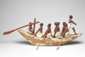 ケティの墓（ベニハサン）中王国の帆船の模型、紀元前2010年頃-紀元前1950年（塗装済み木材とリネン）
