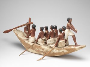 ケティの墓（ベニハサン）中王国の帆船の模型、紀元前2010年頃-紀元前1950年（塗装済み木材とリネン）