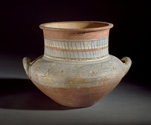 ラグハンドル付き装飾瓶、アマルナ、紀元前14世紀（陶器） 作： Egyptian 18th Dynasty