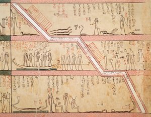 唾液腺の墓への降下、ツトメス3世の墓から（紀元前1504-1450年）新王国（壁画）