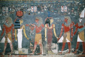 エジプト、ルクソール、王家の谷、ホレムヘブの墓、壁画