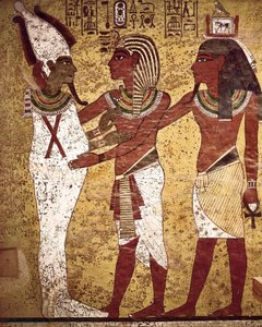 古代エジプト：オシリス神と向き合うファラオ ツタンカーメン 作： Egyptian 18th Dynasty