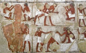 エジプトのアンティーク：第18王朝の宰相レクマイル（TT100）の墓を飾る絵画 作： Egyptian 18th Dynasty