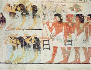 ラモーセの墓礼拝堂、ラモーセの葬列の会葬者のグループ、ニューキングダム、c.1360 BC（壁画）
