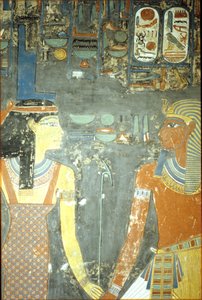 ホレムヘブの墓からのホレムヘブとイシス（c.1323-1295 BC）ニューキングダム（壁画）