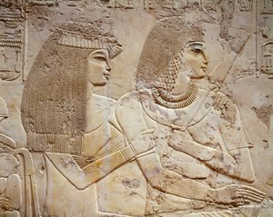 ラモスとその妻（ルクソール、シェイク・アブド・エル・クルナ、ラモスの墓）（レリーフ 作： Egyptian 18th Dynasty