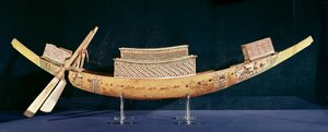 ニューイングランド、ツタンカーメンの墓からの船の縮小モデル、c.1347-37 BC（木）