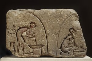 食事の準備の砂岩救済（砂岩） 作： Egyptian 18th Dynasty