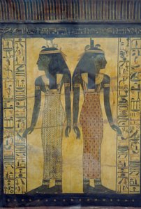 セルケトとニース、マイヘルプリの石棺の装飾詳細、エジプト文明、新王国時代、第18王朝 作： Egyptian 18th Dynasty