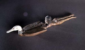 水泳選手の形をした平らな柄のスプーン、ニューキングダム、紀元前1400年頃（木と象牙）（187051も参照）