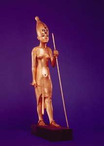 ツタンカーメンの墓からの王の小像（c.1370-1352 BC）ニューキングダム（金色の木材）