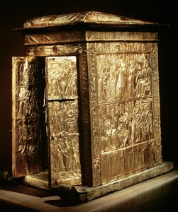 ツタンカーメンの黄金の神社（紀元前1370〜52年）の新王国（板金で覆われたジェッソで覆われた木材）