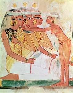 女性のトイレ、ナクトの墓、新王国、紀元前1400年頃（壁画） 作： Egyptian 18th Dynasty