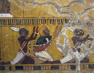 征服された民族、ヌビア人、リビア人、アジア人、テーベのアメンホテプ3世の墓から、エジプト文明、新王国、第18王朝時代の絵画 作： Egyptian 18th Dynasty