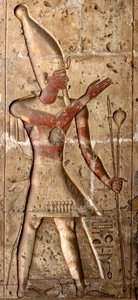 古代エジプトのアート。セティ1世の神殿の柱の低浮き彫り（セティまたはセティ1世 作： Egyptian 19th Dynasty
