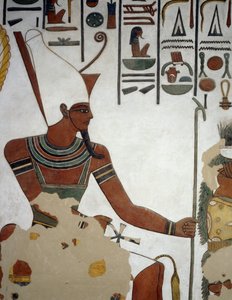 アトゥン、ネフェルタリの墓の第2室のフレスコ画の細部、女王の谷、ルクソール、テーベ（ユネスコ世界遺産登録