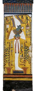 エジプト、テーベ、ルクソール、王妃の谷、ネフェルタリの墓、19王朝時代の埋葬室のオシリスの壁画 作： Egyptian 19th Dynasty