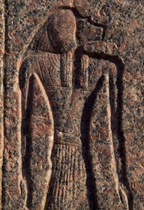 メンフィス、アメンホテプの石棺、アヌビスと別の神の碑文とレリーフ（ユネスコ世界遺産リスト 作： Egyptian 19th Dynasty